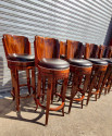 Custom Art Deco Swivel Wood Bar Stools Exotic Woods