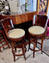 Custom Art Deco Swivel Wood Bar Stool Exotic Woods
