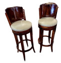Custom Art Deco Swivel Wood Bar Stool Exotic Woods