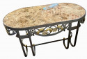 Hand Forged Iron Oval Custom Art Deco Coffee Table with Marble Top