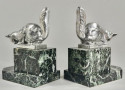 Art Deco Bookends Sculpture of Cats by H. Moreau