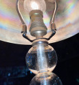 Adnet Designer Art Deco French Table Lamp Chrome Glass