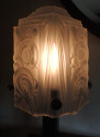 Art Deco Iron Lamp Muller Style Glass Shade