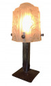 Art Deco Iron Table Lamp with Muller Style Glass Shade