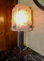 Art Deco Iron Lamp Muller Style Glass Shade