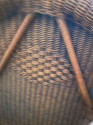 Wicker High Back Art Deco Chair and Stool  with Original Fabric