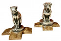 Max Le Verrier Bookends Statues of Dog and Cat French Art Deco