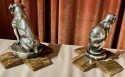 Max Le Verrier Bookends Statues of Dog and Cat French Art Deco
