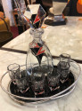 Art Deco Decanter, Six Glasses and Tray by Karl Palda