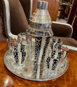 Czech Cocktail Shaker, Glasses and Tray in Black Leopard Pattern