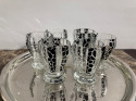 Czech Cocktail Shaker, Glasses and Tray in Black Leopard Pattern
