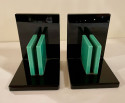 Art Deco Bookends in Black and Green Vitrolite