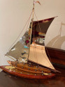Sailing Boat Sculpture in Copper, Chrome and Brass