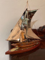 Sailing Boat Sculpture in Copper, Chrome and Brass