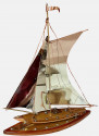 Copper, Chrome, Brass and Wooden Sailing Boat Sculpture