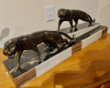 Art Deco Group of Two Panthers by the French Artist Dominique Jean Baptiste Hugues.