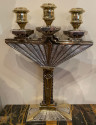 Art Deco Bronze Pair of Candlesticks Silver and Gold