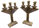 Art Deco Bronze Pair of Candlesticks Silver and Gold