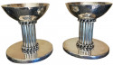 Jean Despres Elegant Candlesticks Signed French Silver Plate Metal