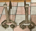 French Art Deco Iron Steel Andirons High Quality Pair