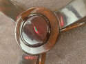 Art Deco French Round Wood Coffee Table with Glass Top