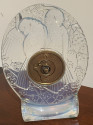 Lalique Art Deco Opalescent Glass Clock with Love Birds