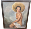 Original Art Deco Oil on Canvas South American Señorita 