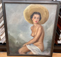 Original Art Deco Oil on Canvas South American Señorita 
