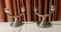 European Art Deco Style Silver Plated Candlesticks