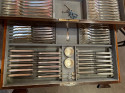 Complete Silverware Service for 12 in Art Deco Storage Cabinet, Bafico of France