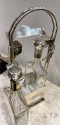 Jugendstil Tantalus Two Bottle Silver Plate Vintage Liquor Set