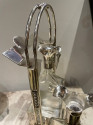 Jugendstil Tantalus Two Bottle Silver Plate Vintage Liquor Set