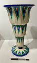 Longwy Art Deco French Cloisonné Ceramic Vase With Triangles Grand Size