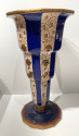 Longwy Art Deco French Cloisonné Ceramic Vase Stepped with Flowers Grand Size