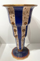 Longwy Art Deco French Cloisonné Ceramic Vase Stepped with Flowers Grand Size
