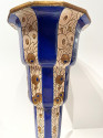 Longwy Art Deco French Cloisonné Ceramic Vase Stepped with Flowers Grand Size