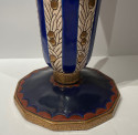 Longwy Art Deco French Cloisonné Ceramic Vase Stepped with Flowers Grand Size