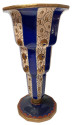 Longwy Art Deco French Cloisonné Ceramic Vase Stepped with Flowers Grand Size