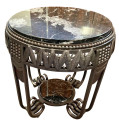 Art Deco Ironwork Coffee or Side Table with Black White Marble Top