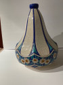 Longwy Art Deco French Cloisonné Ceramic Geometric Gourd ShapeLarge Vase