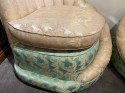 Hollywood Regency Art Deco Brocade Fan Backed Chairs