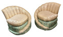 Hollywood Regency Art Deco Brocade Fan Backed Chairs