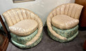 Hollywood Regency Art Deco Brocade Fan Backed Chairs