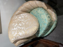 Hollywood Regency Art Deco Brocade Fan Backed Chairs