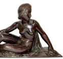 Auguste Guénot, French Art Deco Sculptor 1924 Reclining Female Model 1st Edition