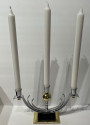 Art Deco Pair of Modernist Candlesticks Chrome Brass and Vitrolite