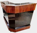 Art Deco L Shaped Stand Behind Macassar Bar and 3 Bar Stools
