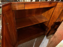 Art Deco L Shaped Stand Behind Macassar Bar and 3 Bar Stools