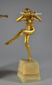 Pierre Le Faguays Gilded Bronze Sculptures Pair Dancers French Art Deco