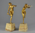 Pierre Le Faguays Gilded Bronze Sculptures Pair Dancers French Art Deco